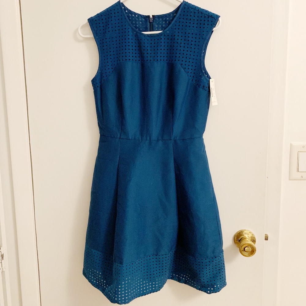 Teal/Blue J. Crew A-line fitted dress